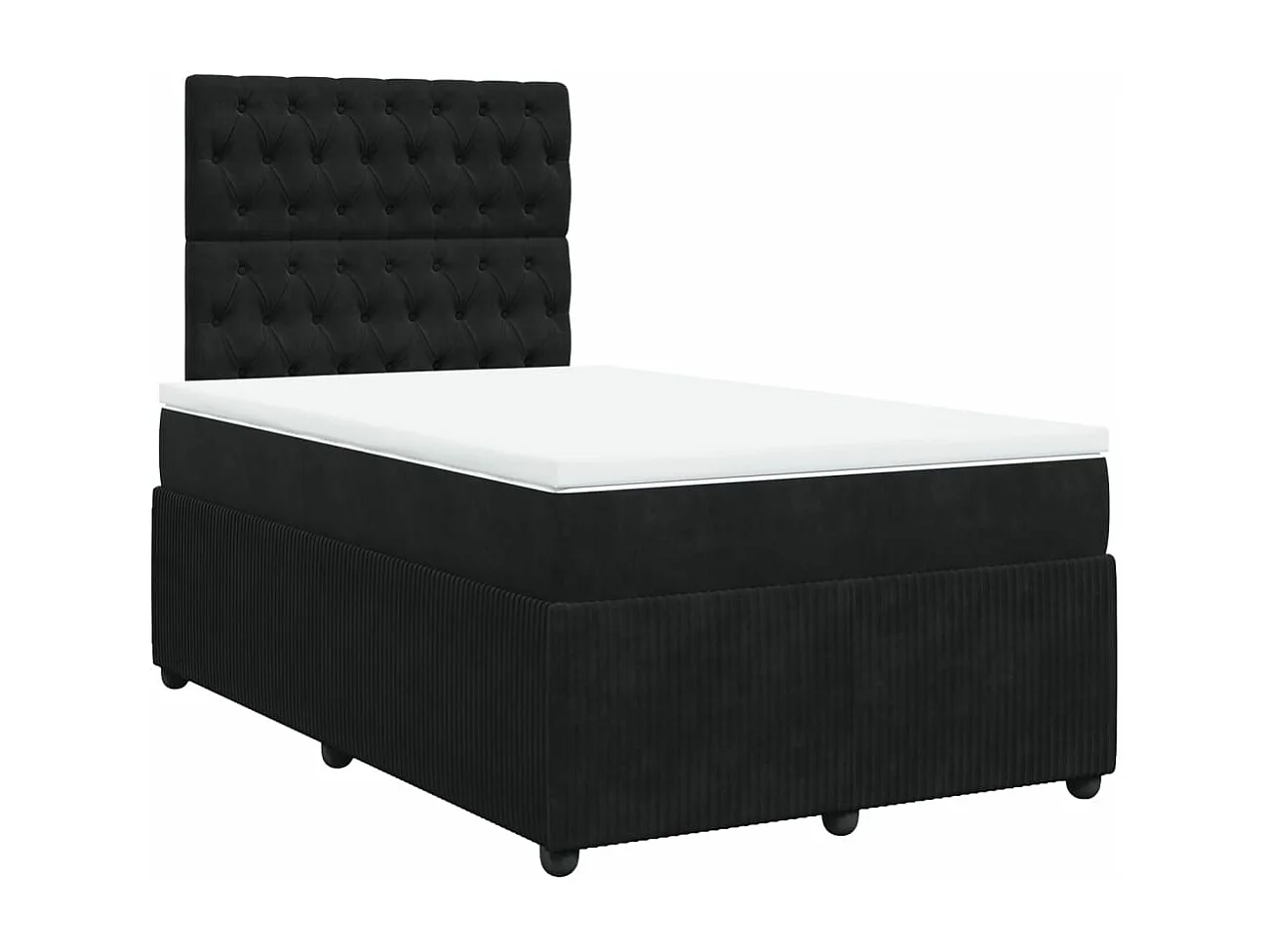 Cama box spring con colchón terciopelo negro 120x190 cm