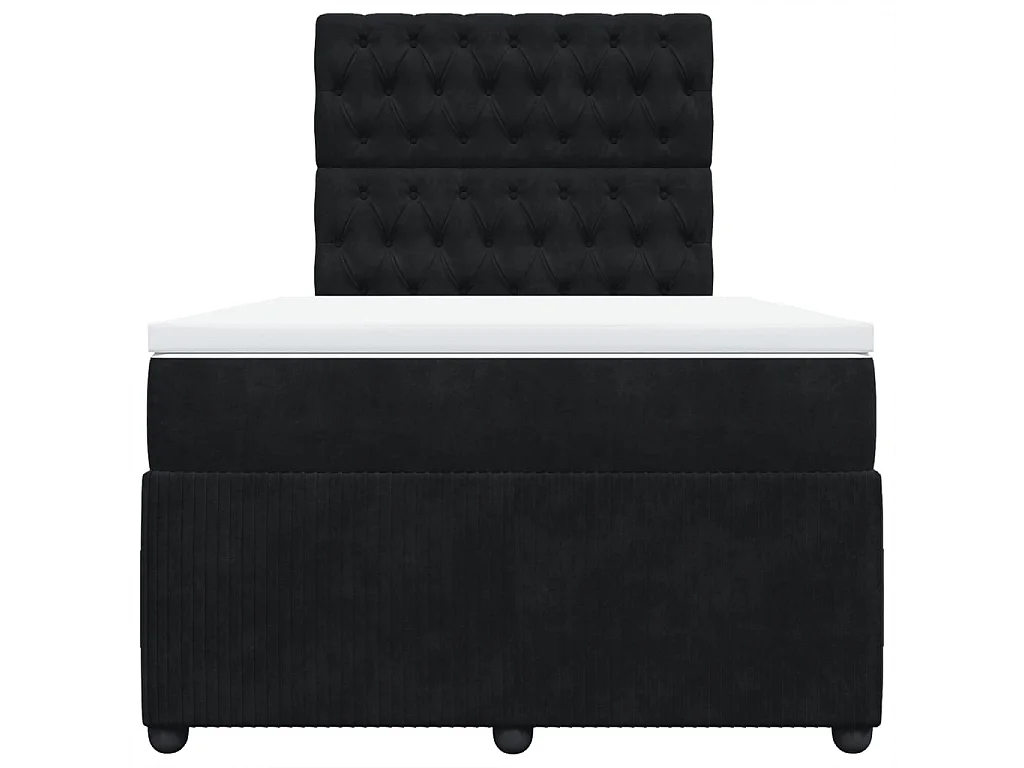 Cama box spring con colchón terciopelo negro 120x190 cm
