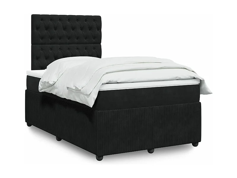 Cama boxspring com colchão 120x190 cm veludo preto