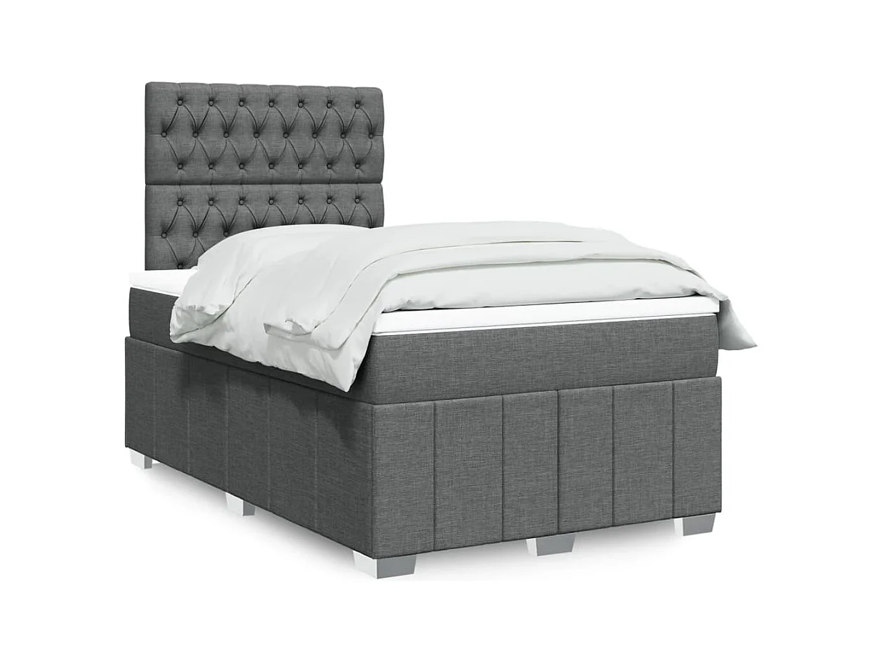 Sommier à lattes de lit avec matelas Gris foncé 120x200cm Tissu