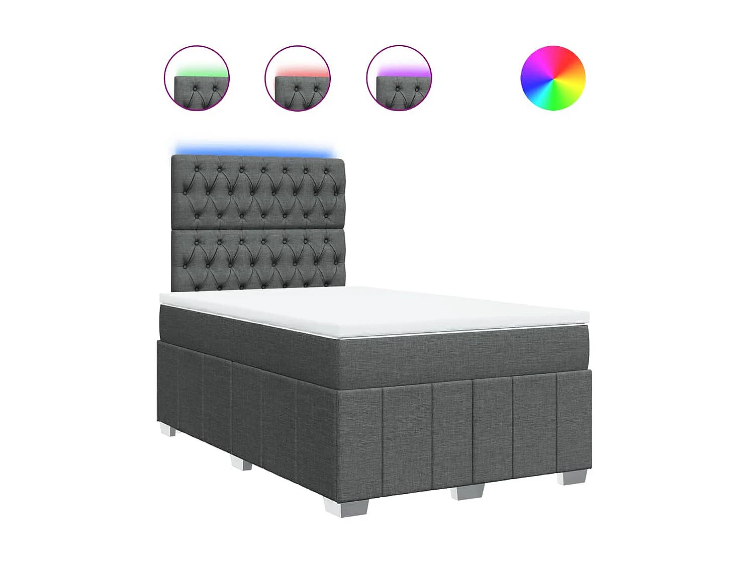 Sommier à lattes de lit avec matelas Gris foncé 120x200cm Tissu