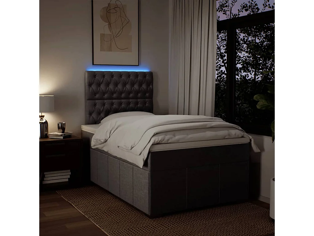 Sommier à lattes de lit avec matelas Gris foncé 120x200cm Tissu