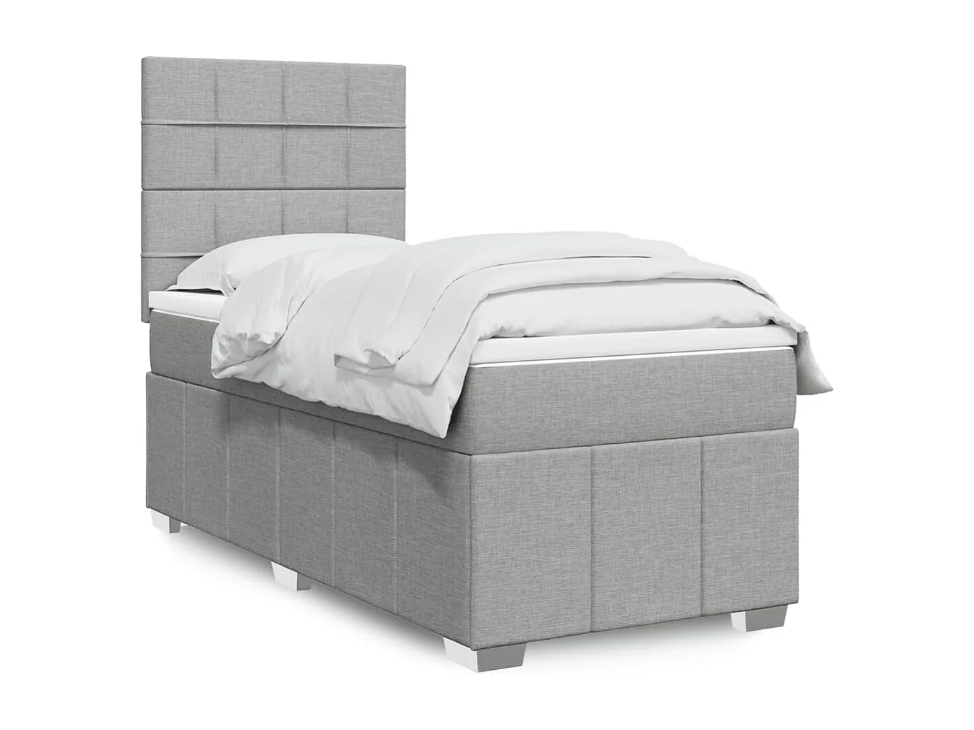 Sommier à lattes de lit avec matelas Gris clair 90x200 cm Tissu
