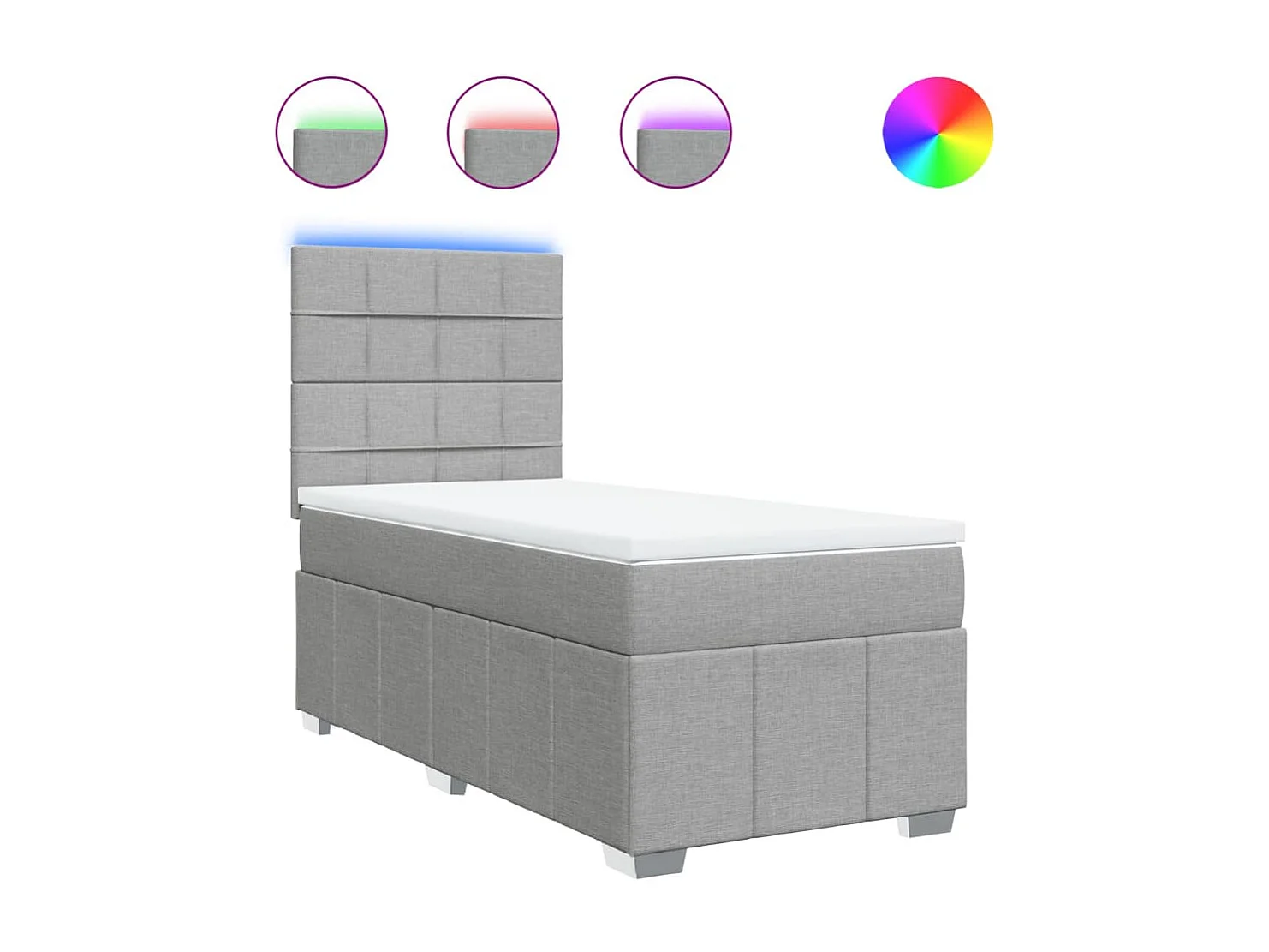 Sommier à lattes de lit avec matelas Gris clair 90x200 cm Tissu