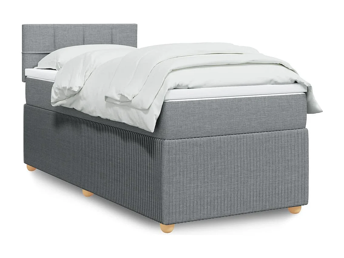 Sommier à lattes de lit avec matelas Gris clair 90x200 cm Tissu