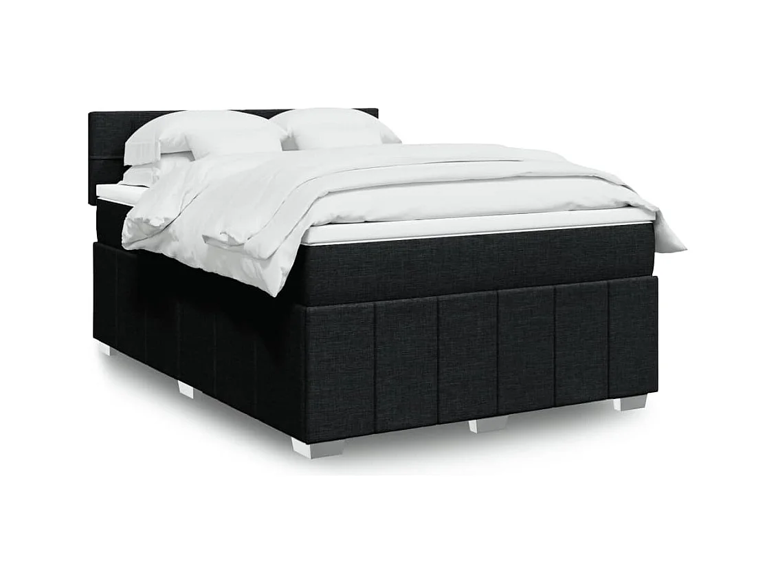 Sommier à lattes de lit avec matelas Noir 160x200 cm Tissu