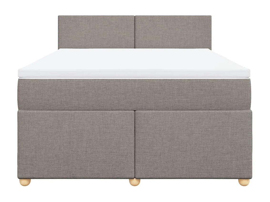 Cama box spring con colchón tela gris taupe 140x190 cm