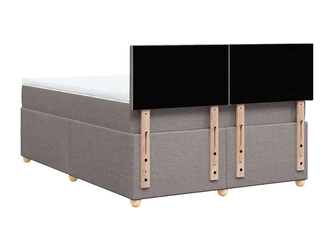 Cama box spring con colchón tela gris taupe 140x190 cm