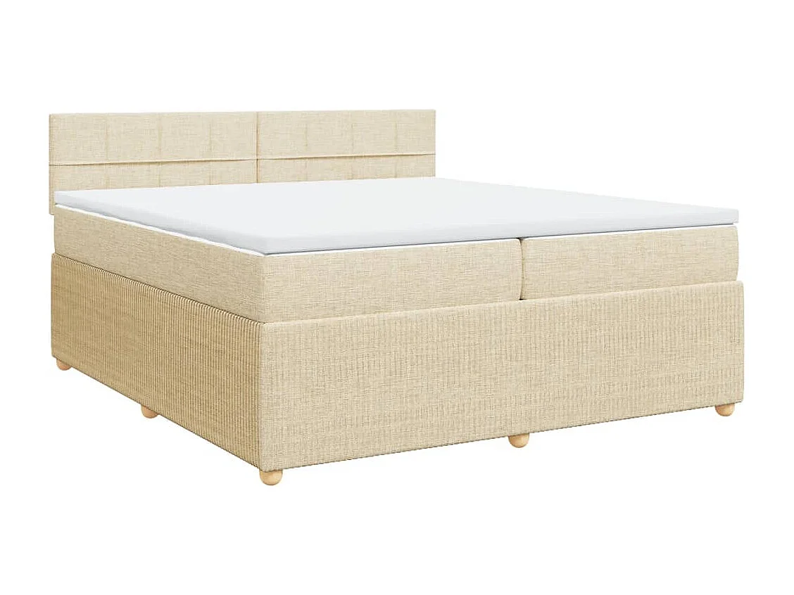 Sommier à lattes de lit avec matelas Crème 200x200 cm Tissu