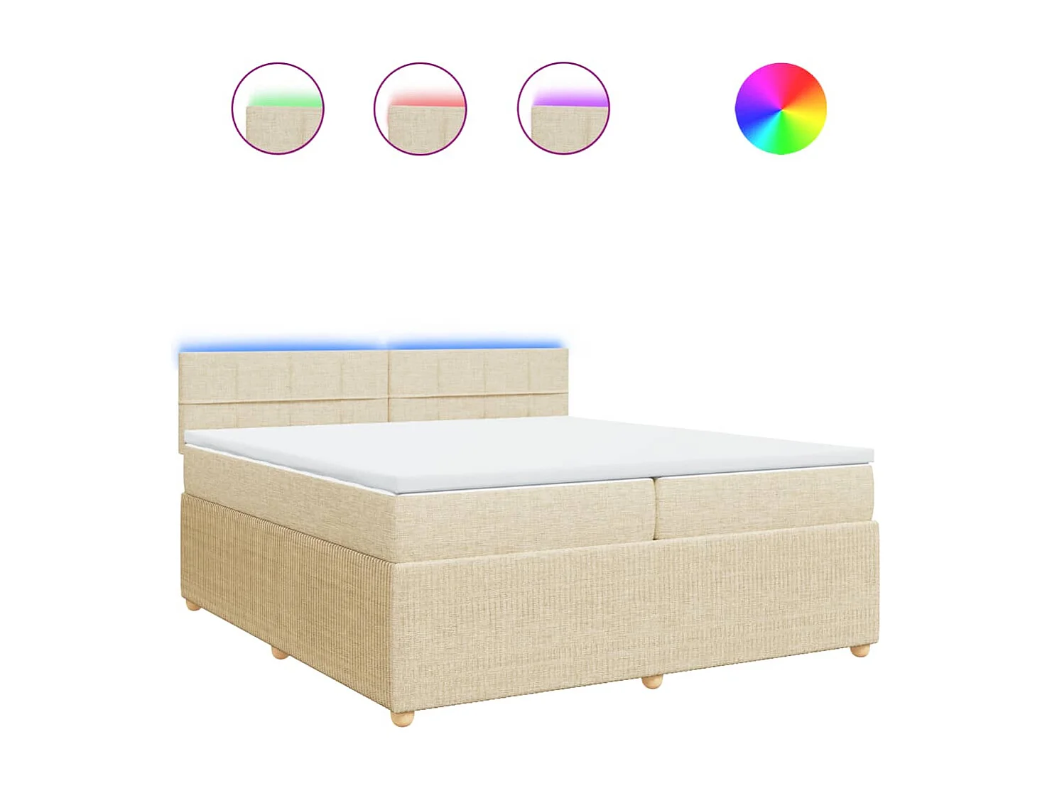 Sommier à lattes de lit avec matelas Crème 200x200 cm Tissu