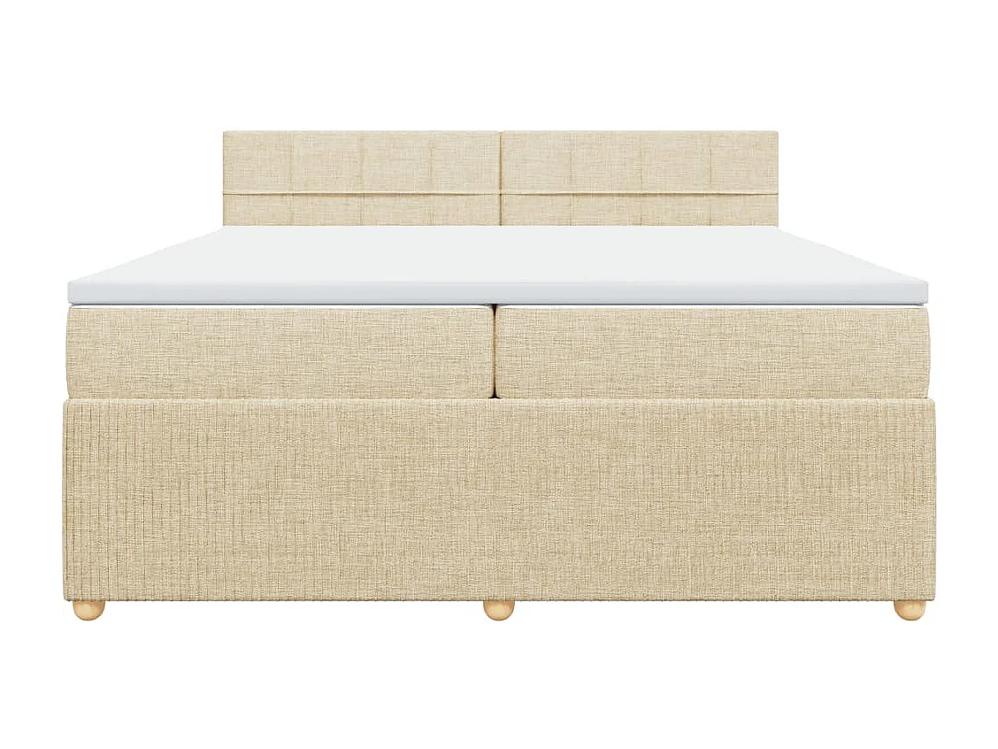 Sommier à lattes de lit avec matelas Crème 200x200 cm Tissu