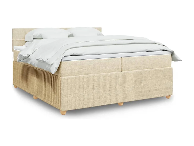 Sommier à lattes de lit avec matelas Crème 200x200 cm Tissu