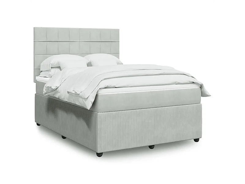 Boxspring met matras fluweel lichtgrijs 140x190 cm