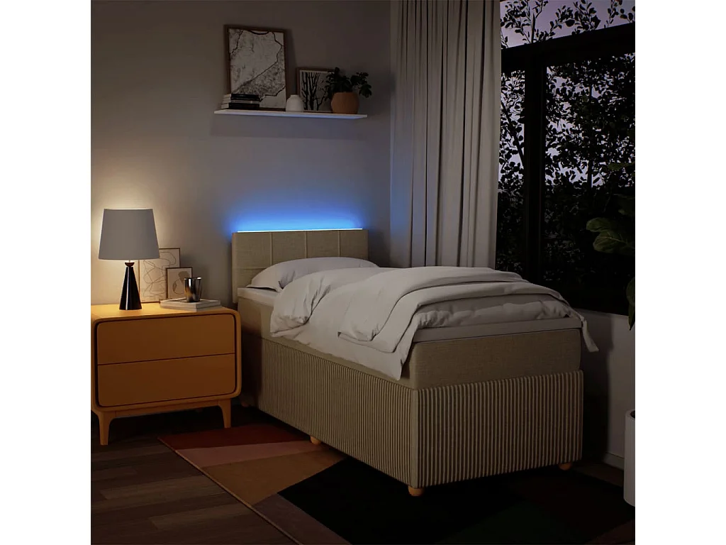 Boxspring met matras stof crèmekleurig 90x190 cm