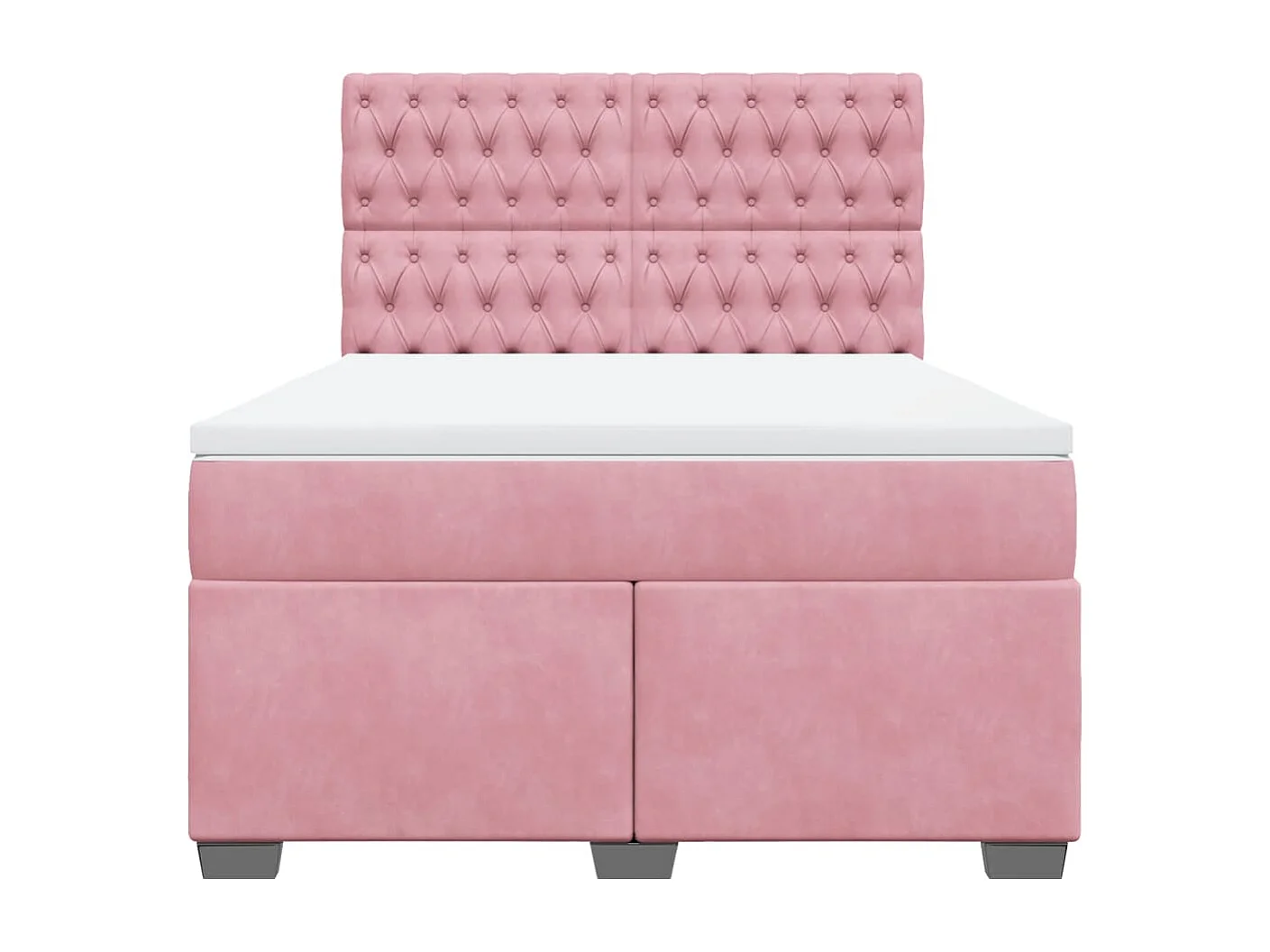 Cama box spring con colchón terciopelo rosa 160x200 cm