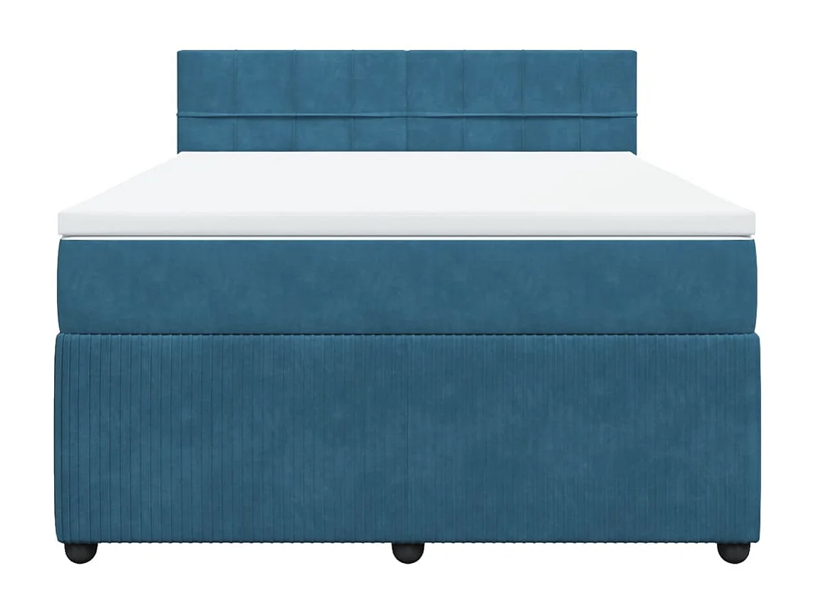 Cama boxspring com colchão 140x190 cm veludo azul