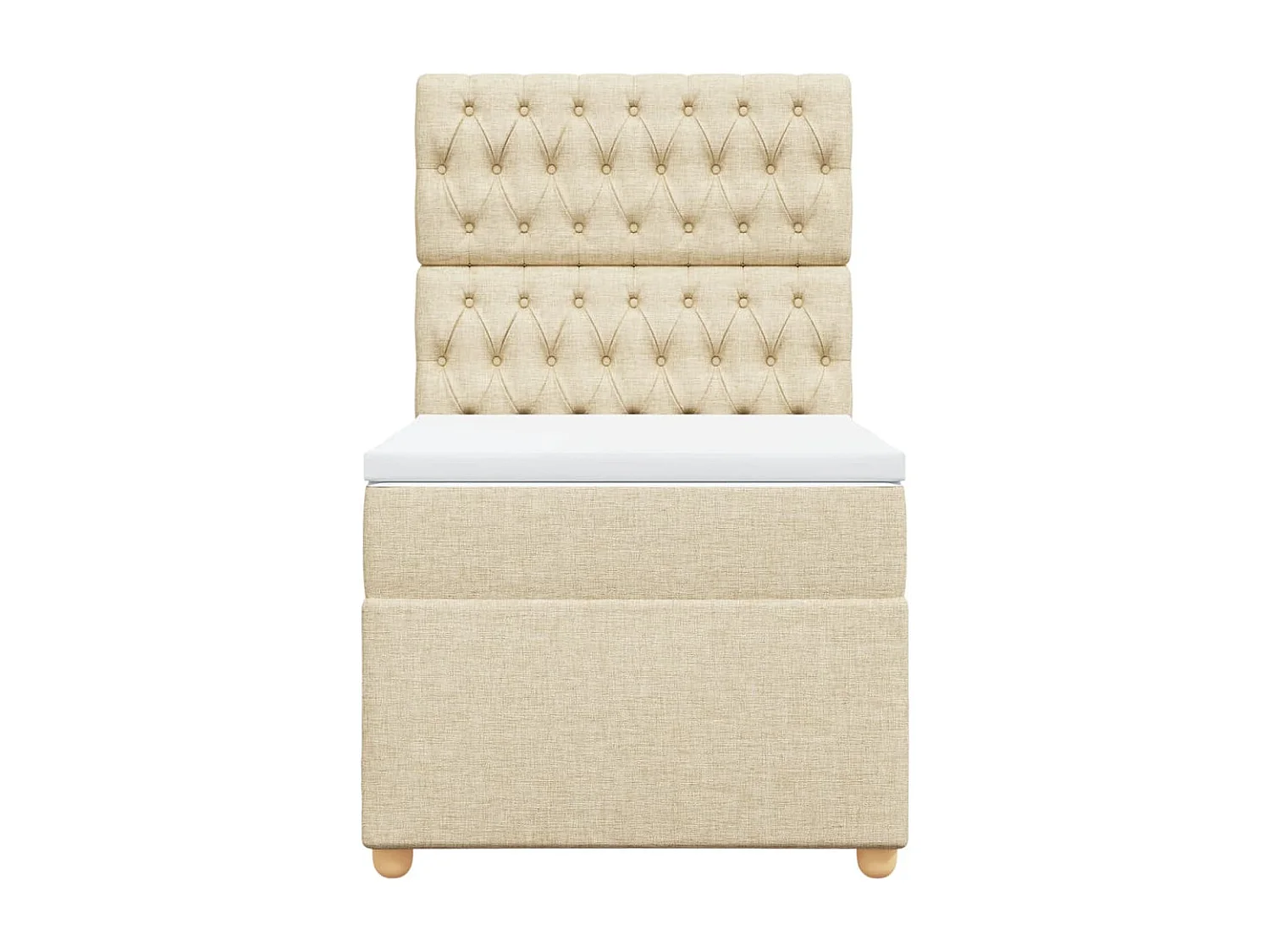 Cama box spring con colchón tela color crema 100x200 cm