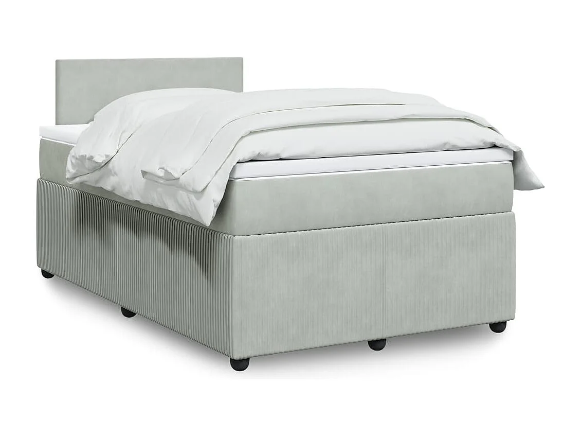Cama boxspring c/ colchão 120x200 cm veludo cinzento-claro