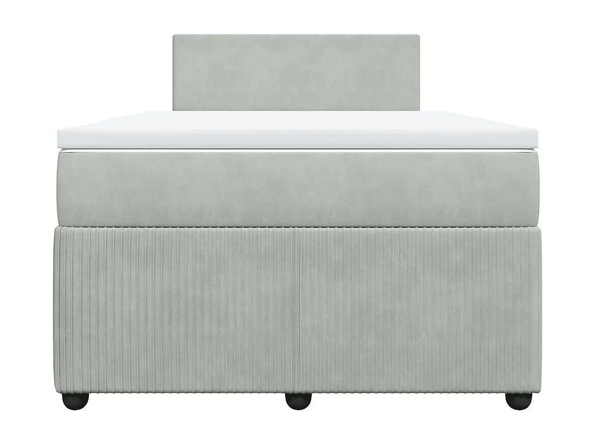 Cama boxspring c/ colchão 120x200 cm veludo cinzento-claro