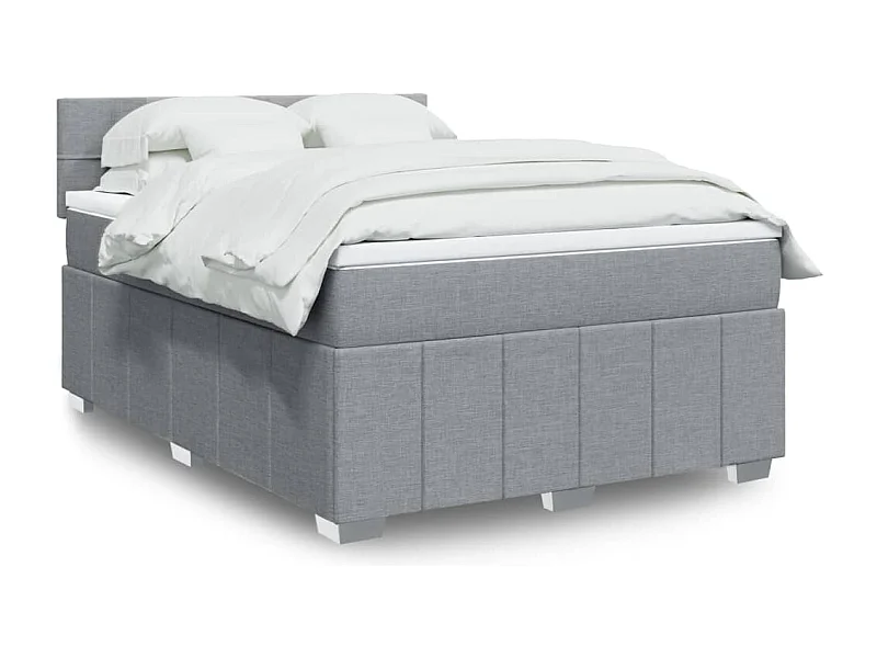 Boxspring met matras stof lichtgrijs 140x190 cm