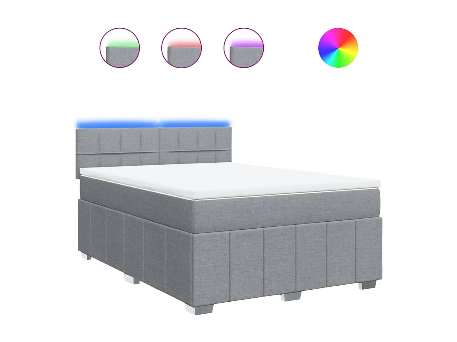 Sommier à lattes de lit avec matelas Gris clair 140x190cm Tissu