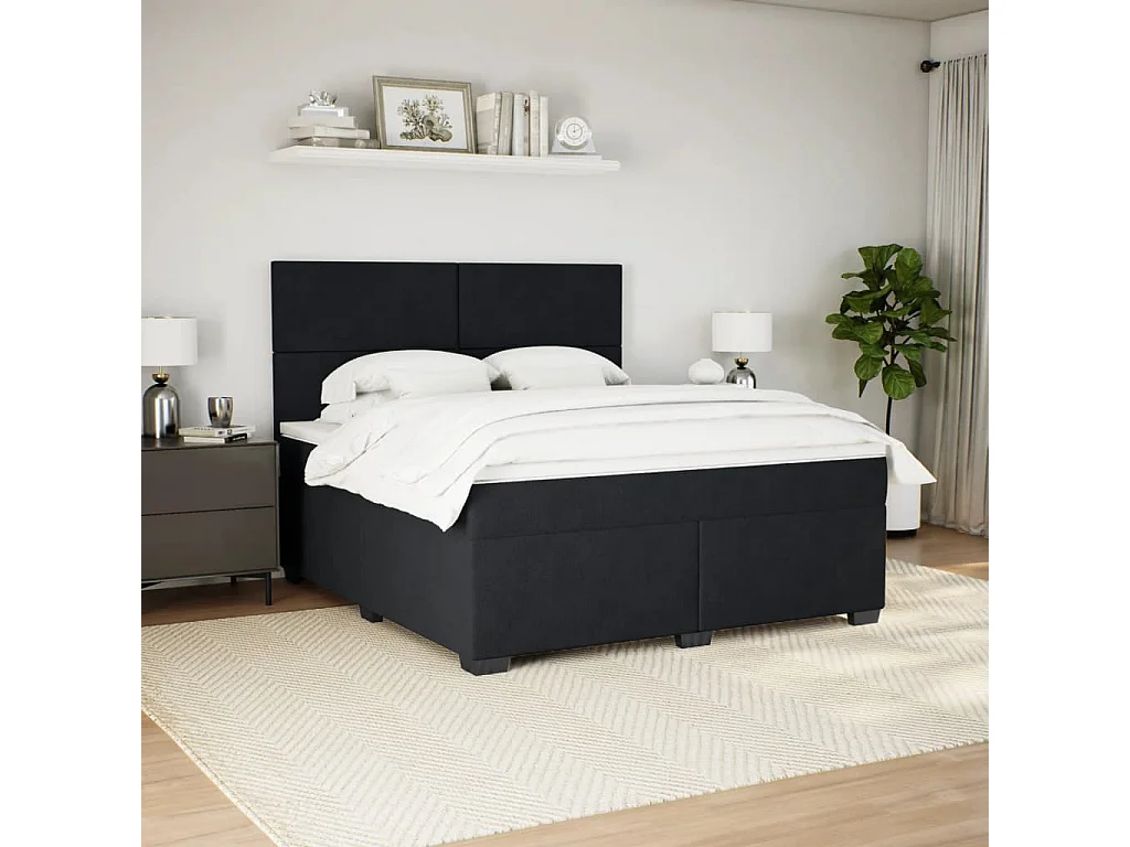 Boxspring met matras fluweel zwart 180x200 cm