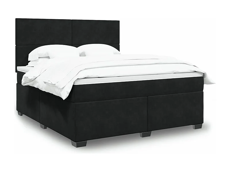 Sommier à lattes de lit avec matelas Noir 180x200 cm Velours