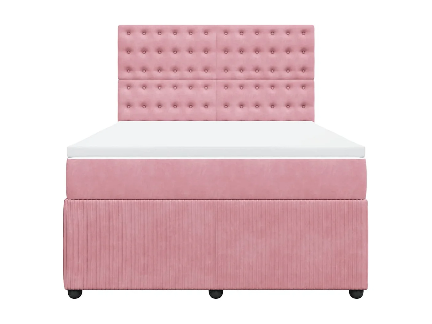 Cama box spring con colchón terciopelo rosa 140x200 cm