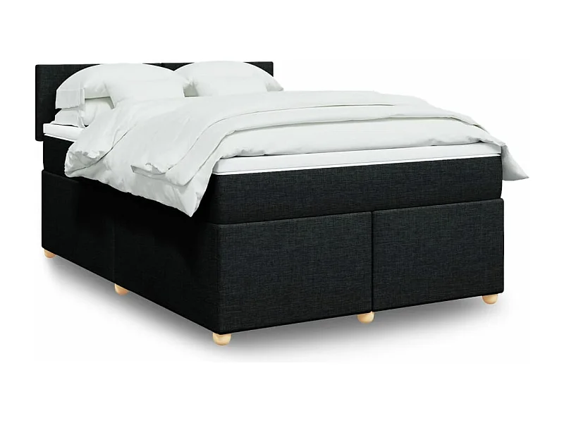Boxspring met matras stof zwart 160x200 cm