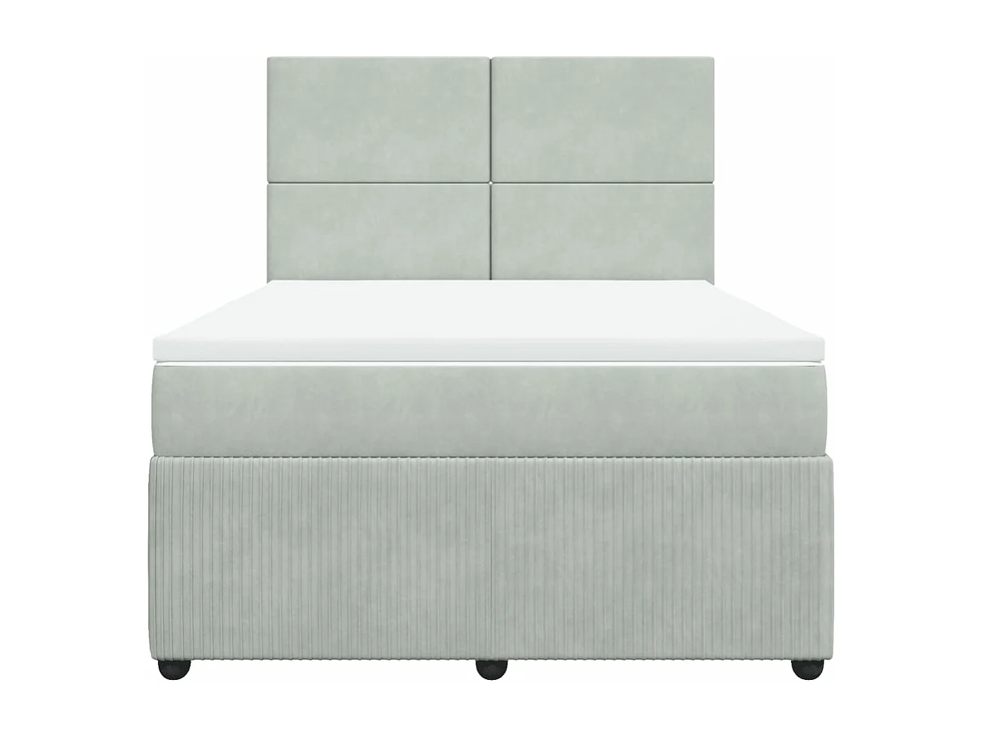 Cama com molas/colchão 140x190 cm veludo cinzento-claro