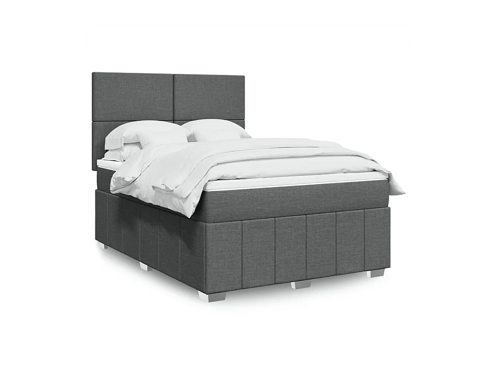 Cama box spring con colchón tela gris oscuro 140x200 cm