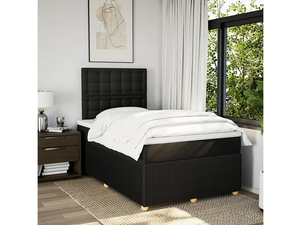 Boxspring met matras stof zwart 120x200 cm