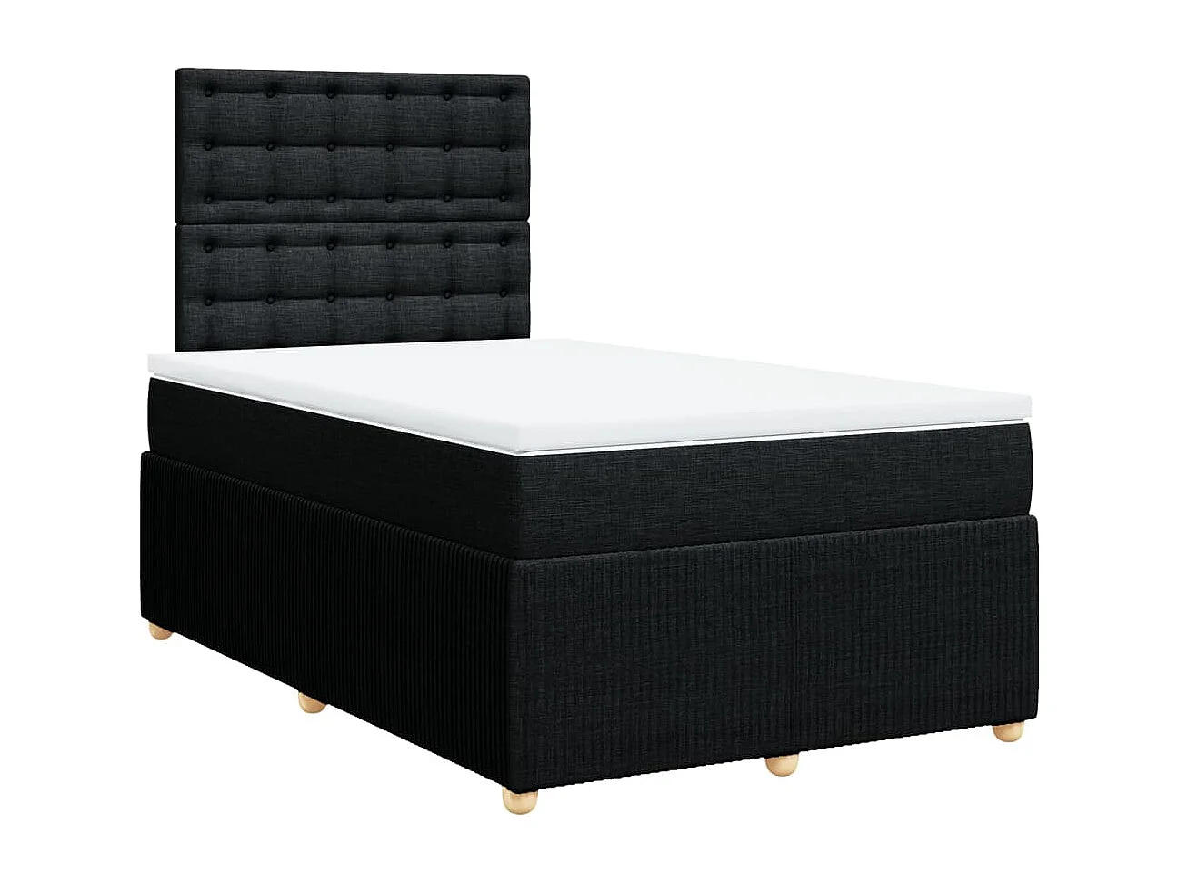 Cama box spring con colchón tela negro 120x200 cm