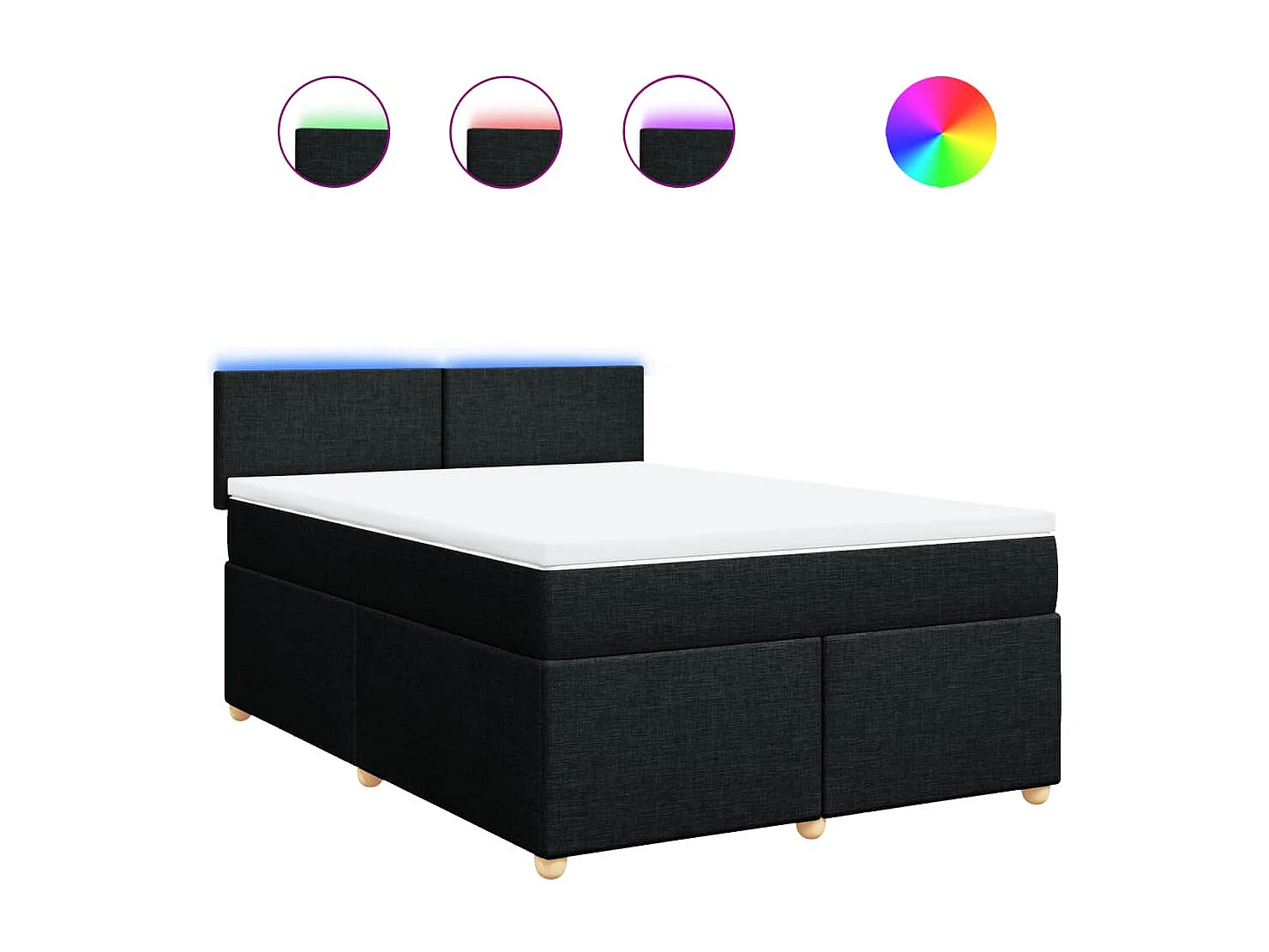 Cama box spring con colchón tela negro 140x190 cm