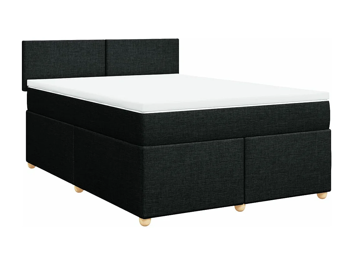 Cama box spring con colchón tela negro 140x190 cm