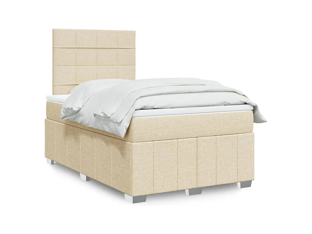 Sommier à lattes de lit avec matelas crème 120x190 cm tissu