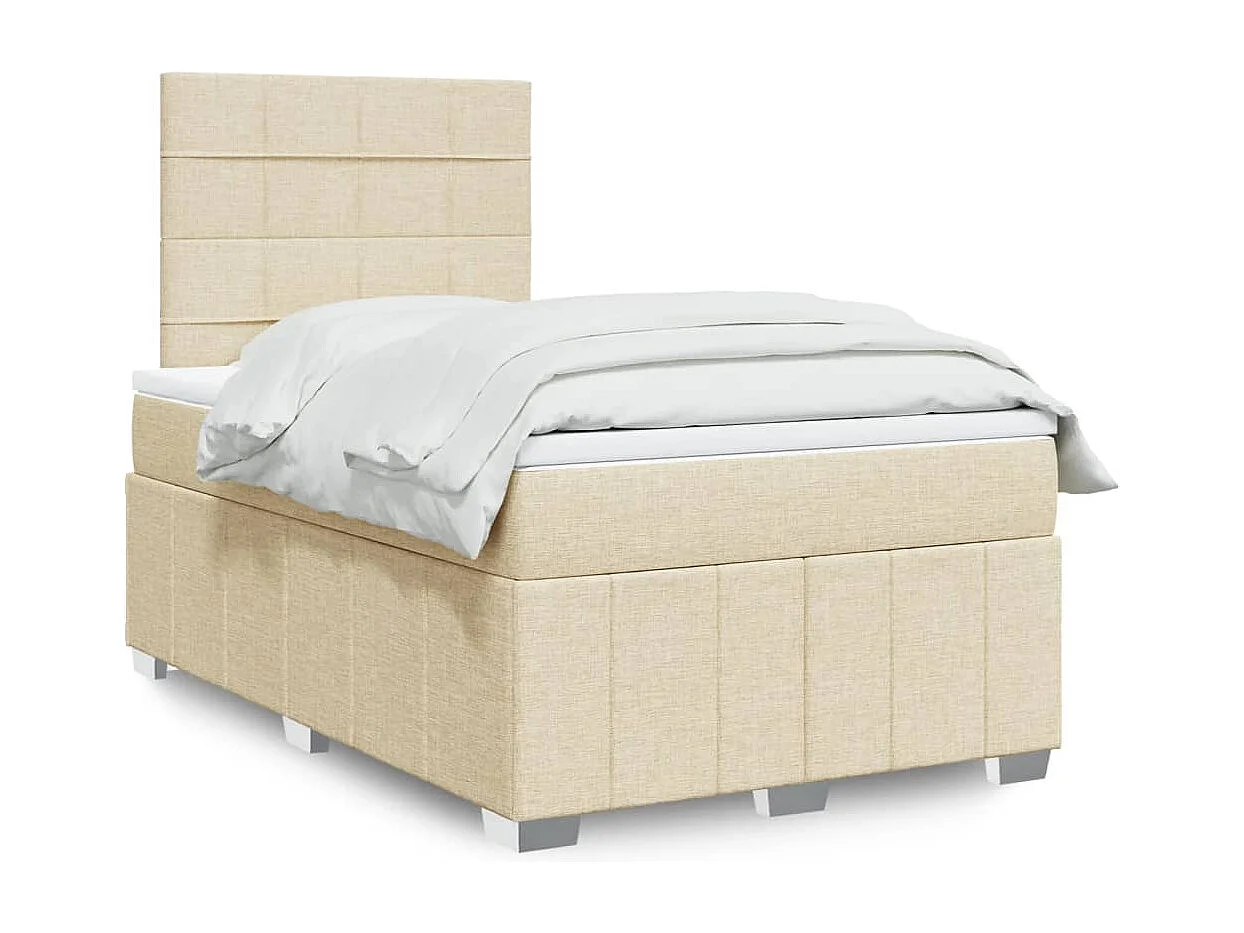 Boxspring met matras stof crèmekleurig 120x190 cm