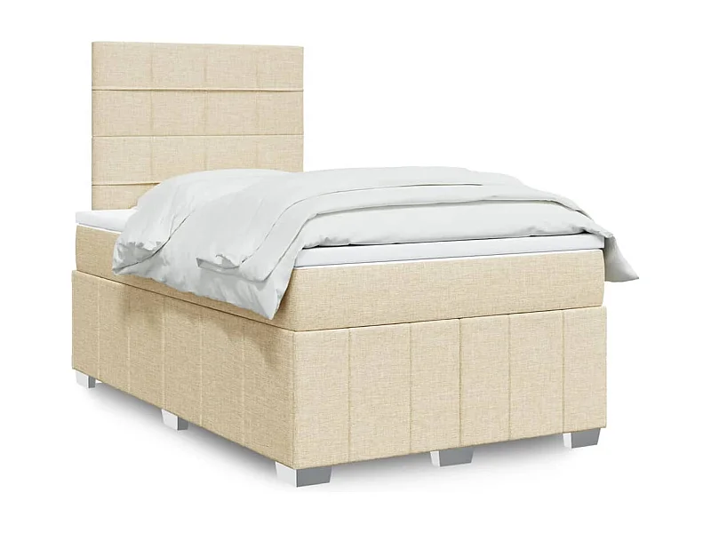 Sommier à lattes de lit avec matelas crème 120x190 cm tissu