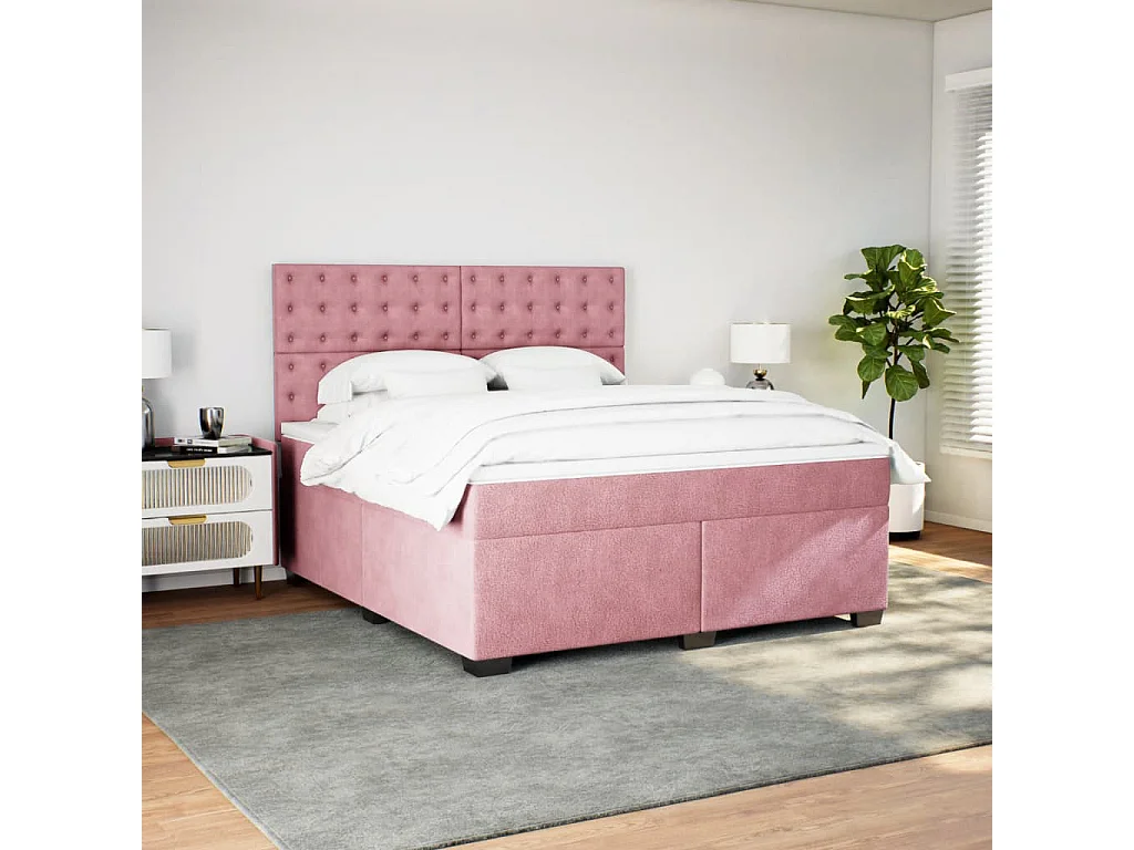 Sommier à lattes de lit avec matelas Rose 180x200 cm Velours