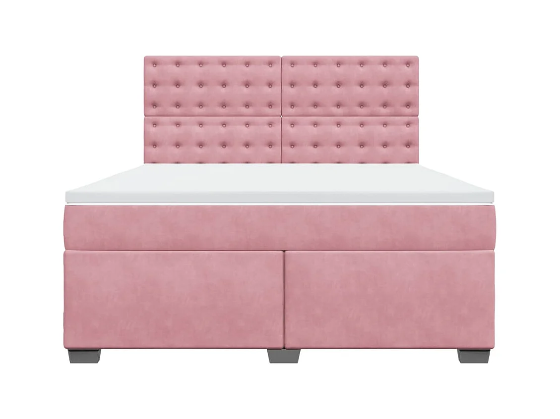 Cama box spring con colchón terciopelo rosa 180x200 cm