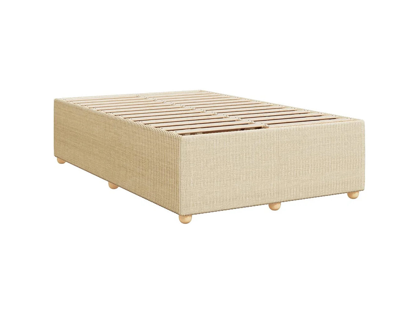 Cama box spring con colchón tela color crema 120x200 cm