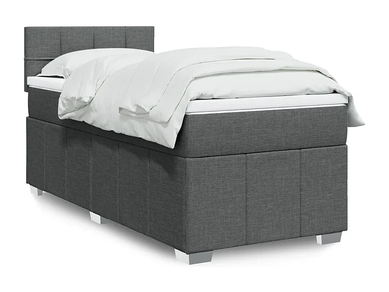 Sommier à lattes de lit et matelas Gris foncé 90x190 cm Tissu