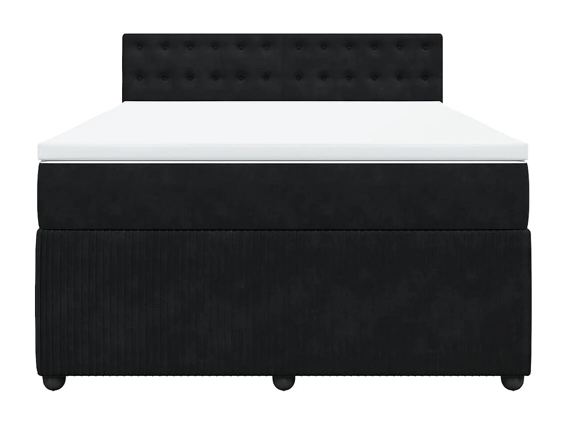 Cama box spring con colchón terciopelo negro 140x190 cm