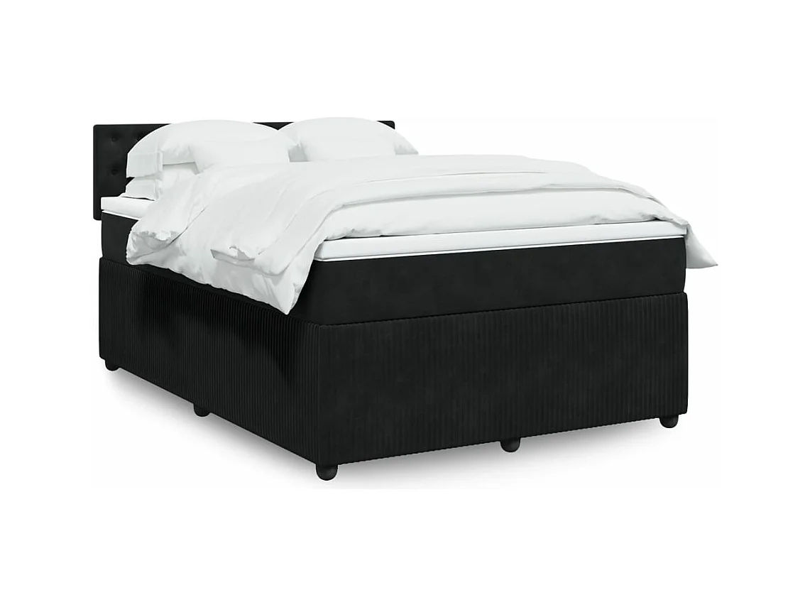 Sommier à lattes de lit avec matelas Noir 140x190 cm Velours
