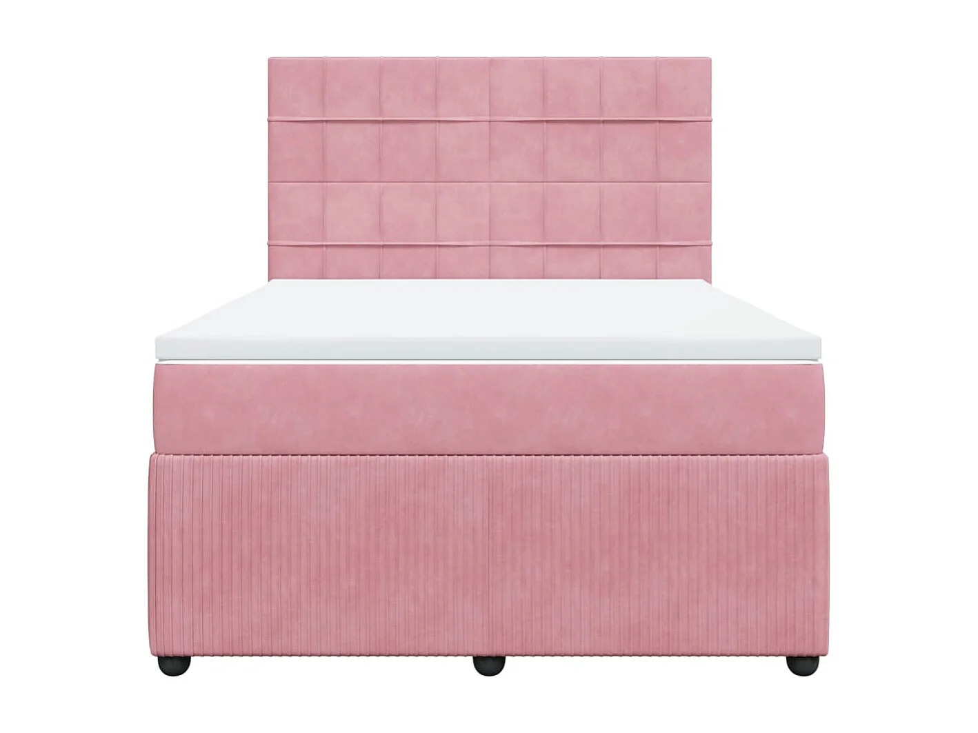 Cama box spring con colchón terciopelo rosa 140x200 cm