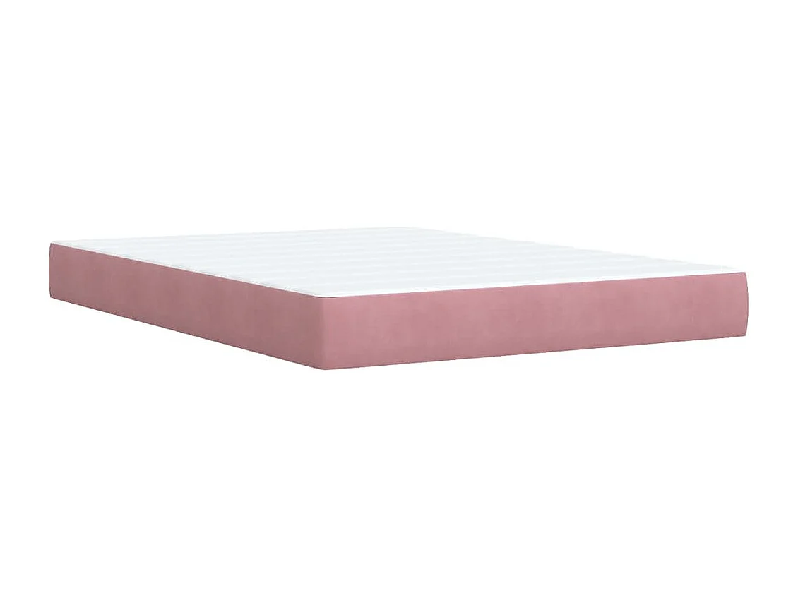 Cama box spring con colchón terciopelo rosa 140x200 cm