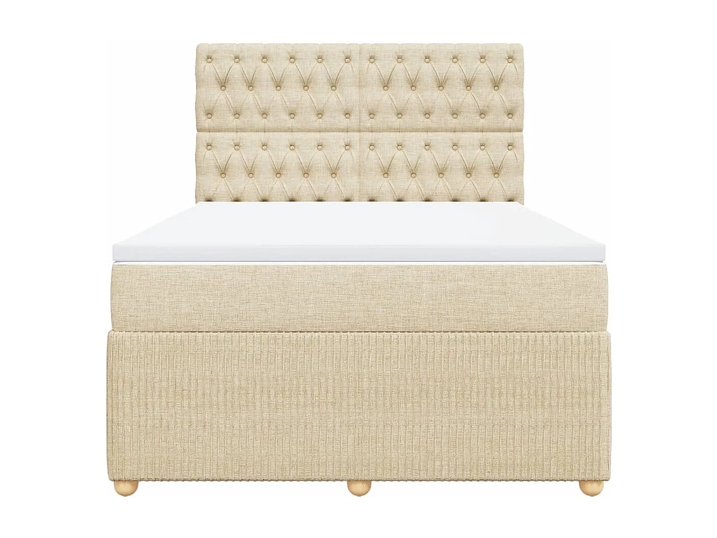 Cama box spring con colchón tela color crema 140x190 cm