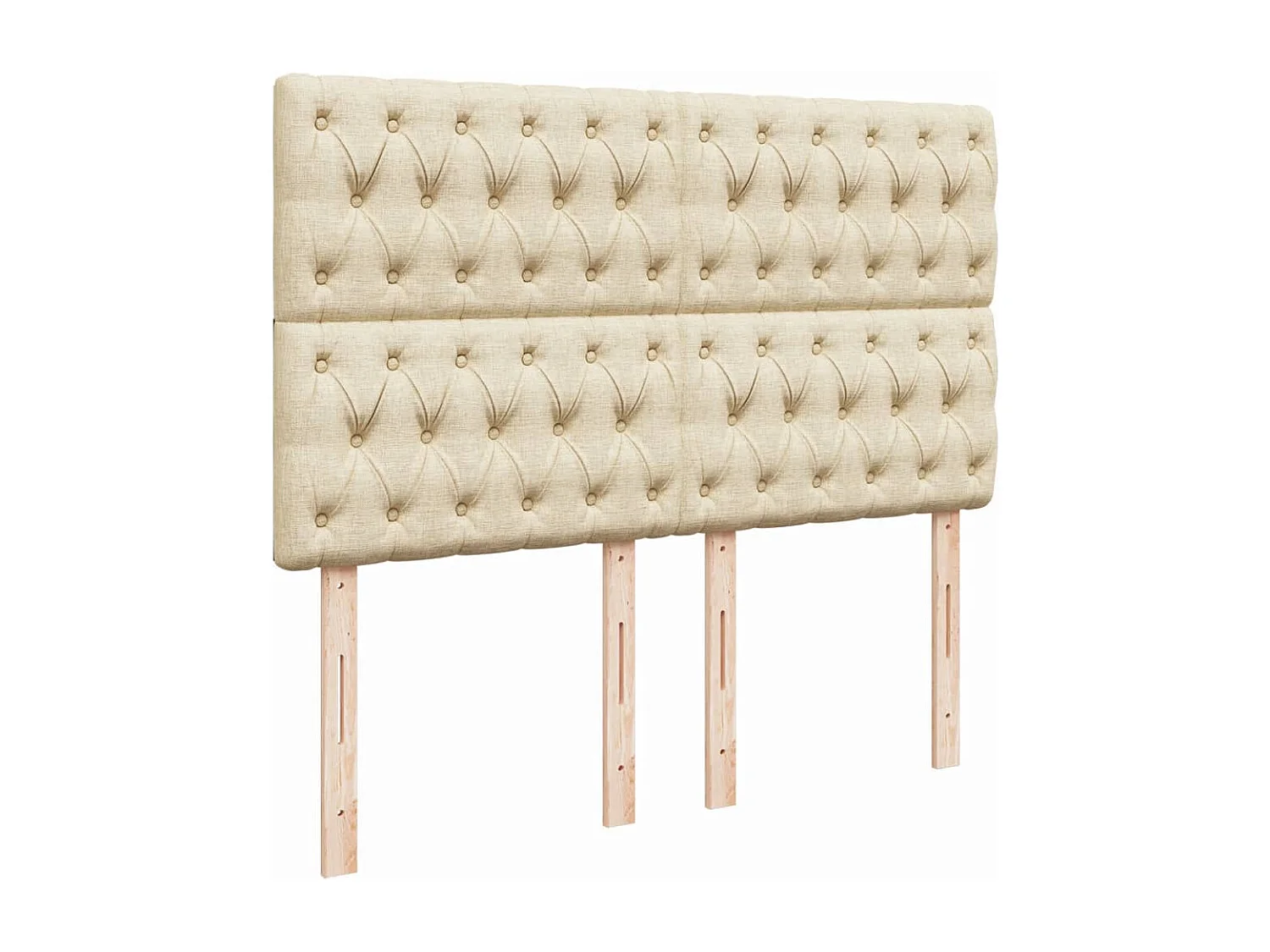 Cama box spring con colchón tela color crema 140x190 cm