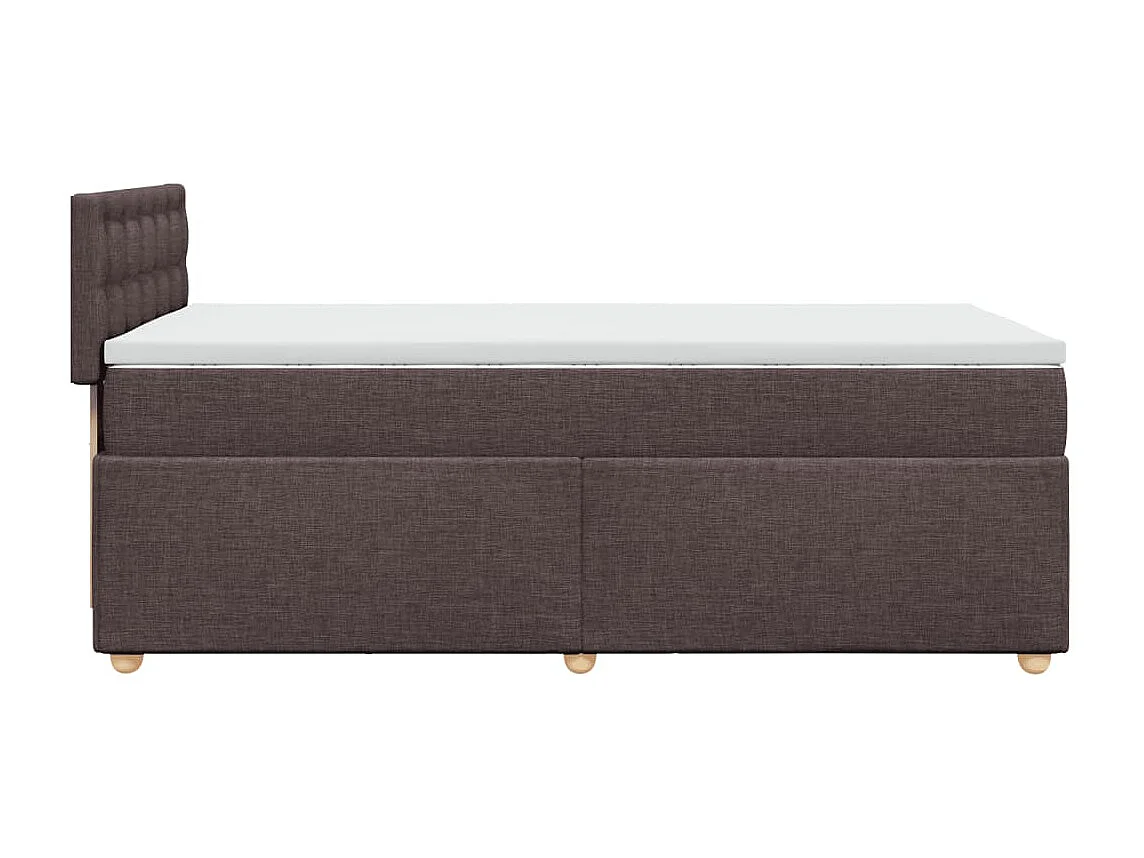 Cama box spring con colchón tela marrón oscuro 90x200 cm