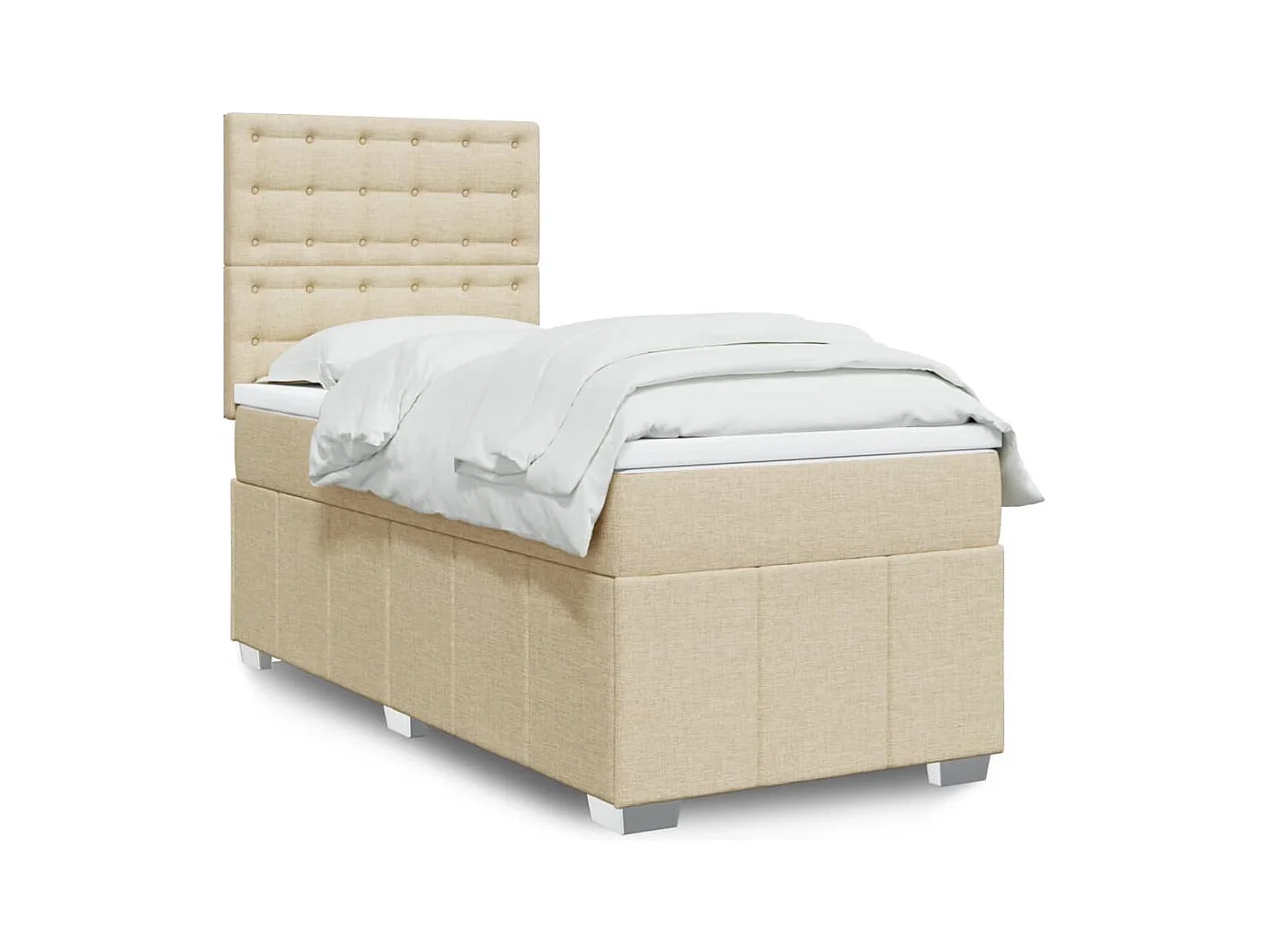 Sommier à lattes de lit avec matelas Crème 80x200 cm Tissu